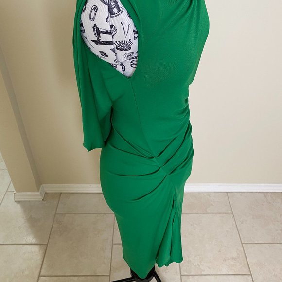 BCBGMaxAzria Green Adeline Asymmetrical Draped Dress Size XXS NWOT - Picture 4 of 12